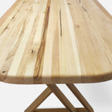 Masa lemn tei, cu picioare masa metal, Daphne, aurii, 200x90x77 cm - BUZ.RO