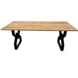Masa lemn tei, cu picioare masa metal, DARIA, 200 L* 95 l* 75.5 H cm - BUZ.RO