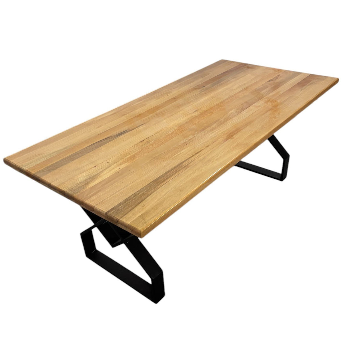 Masa lemn tei, cu picioare masa metal, DARIA, 200 L* 95 l* 75.5 H cm - BUZ.RO
