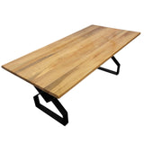 Masa lemn tei, cu picioare masa metal, DARIA, 200 L* 95 l* 75.5 H cm - BUZ.RO