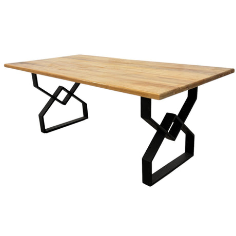 Masa lemn tei, cu picioare masa metal, DARIA, 200 L* 95 l* 75.5 H cm - BUZ.RO