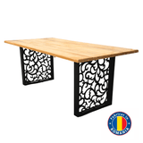 Masa lemn tei, cu picioare masa metal, Destiny, 200 L* 95 l* 75.5 H cm - BUZ.RO