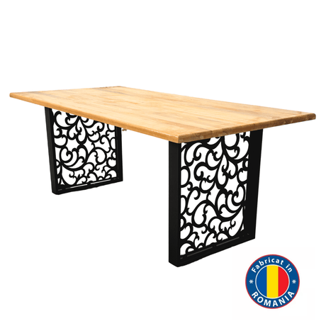 Masa lemn tei, cu picioare masa metal, Destiny, 200 L* 95 l* 75.5 H cm - BUZ.RO