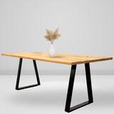 Masa lemn tei, cu picioare masa metal, Edera, 200 L* 95 l* 75.5 H cm - BUZ.RO