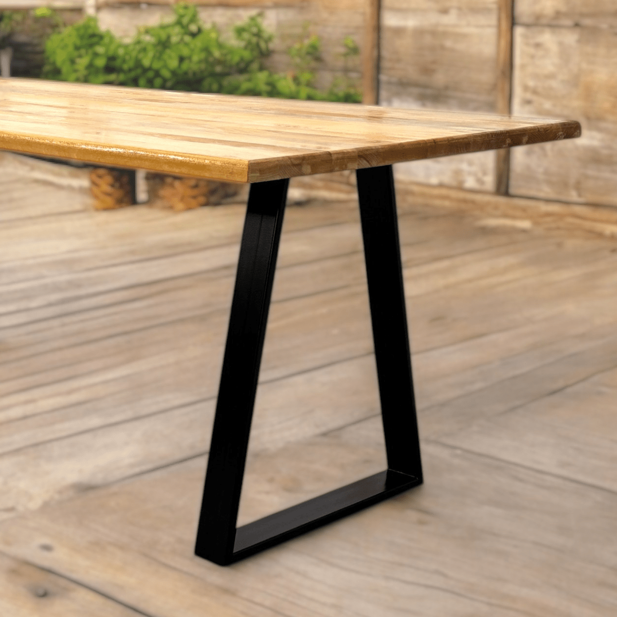 Masa lemn tei, cu picioare masa metal, Edera, 200 L* 95 l* 75.5 H cm - BUZ.RO