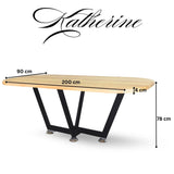 Masa lemn tei, cu picioare masa metal, Katherine, 200x90x78 cm - BUZ.RO