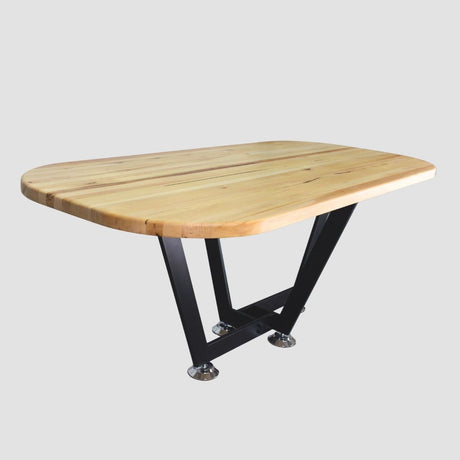 Masa lemn tei, cu picioare masa metal, Katherine, 200x90x78 cm - BUZ.RO