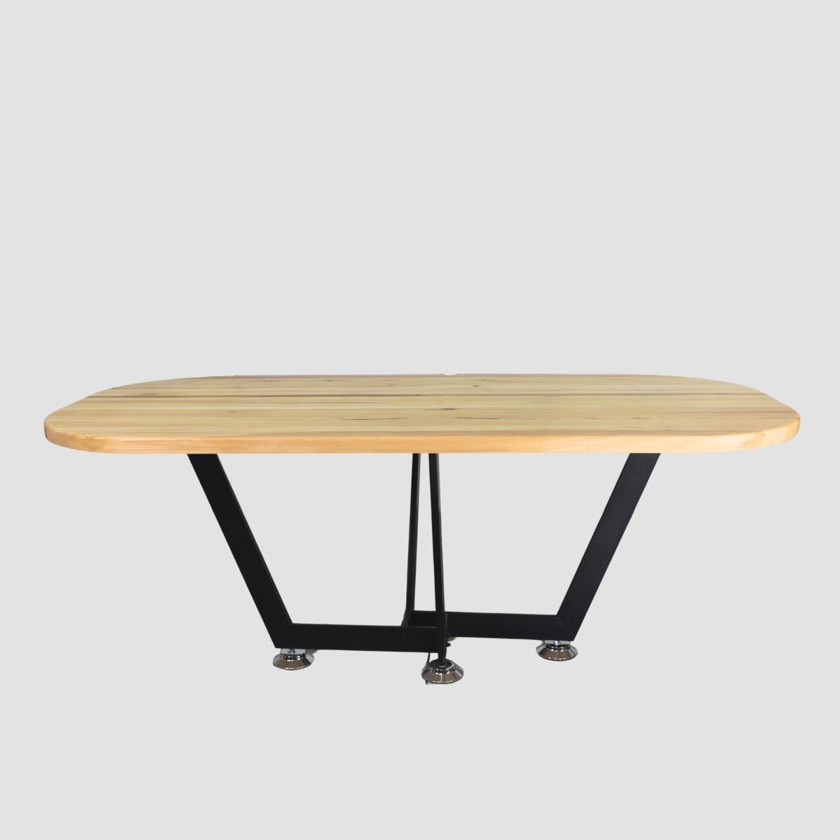 Masa lemn tei, cu picioare masa metal, Katherine, 200x90x78 cm - BUZ.RO