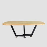 Masa lemn tei, cu picioare masa metal, Katherine, 200x90x78 cm - BUZ.RO