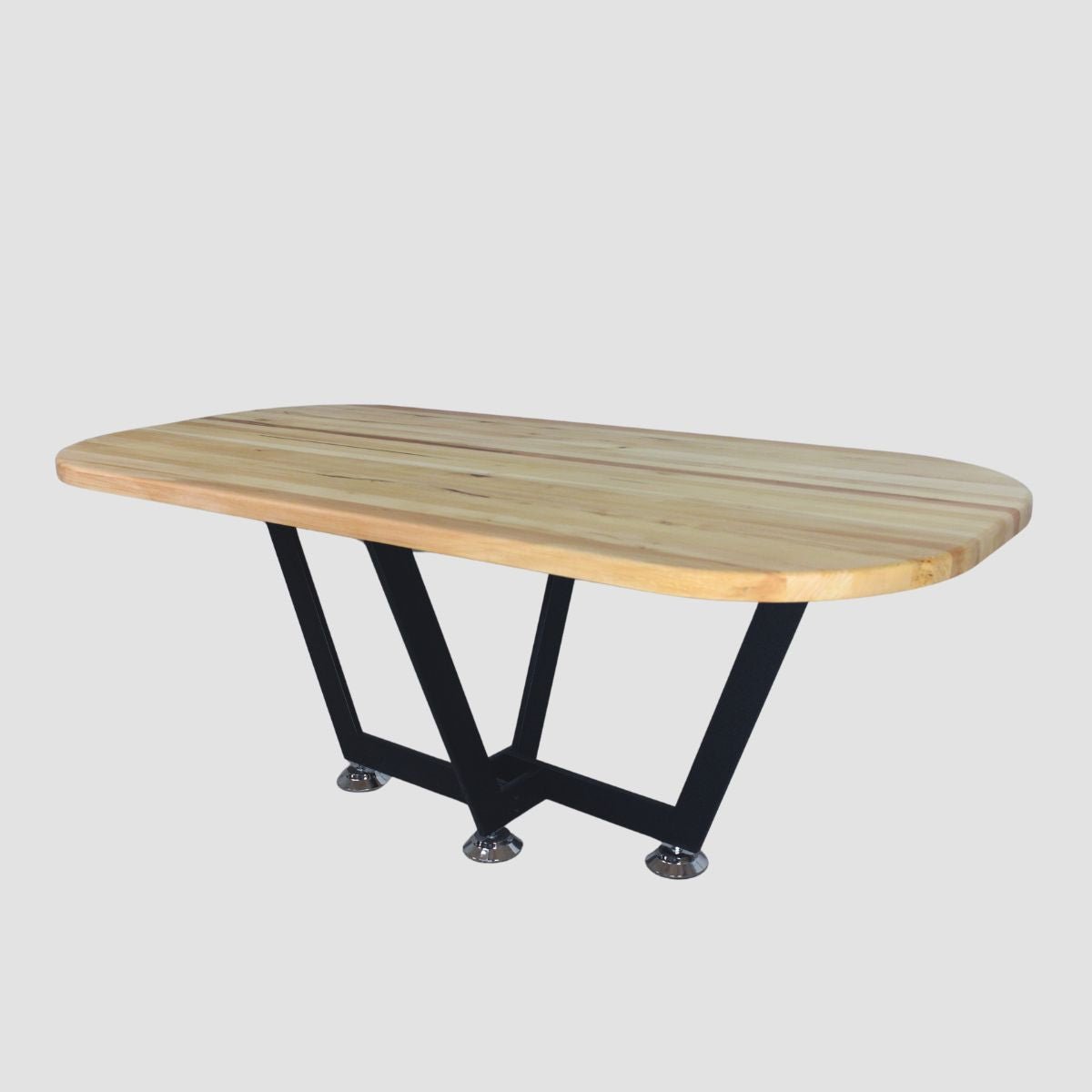 Masa lemn tei, cu picioare masa metal, Katherine, 200x90x78 cm - BUZ.RO