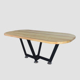 Masa lemn tei, cu picioare masa metal, Katherine, 200x90x78 cm - BUZ.RO