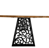 Masa lemn tei, cu picioare masa metal, Maddie, 200 L* 95 l* 76.5 H cm SEPIA BROWN BRAD NATUR - BUZ.RO