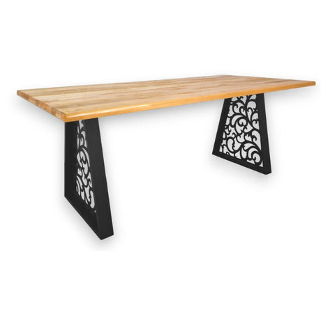 Masa lemn tei, cu picioare masa metal, Maddie, 200 L* 95 l* 76.5 H cm SEPIA BROWN BRAD NATUR - BUZ.RO