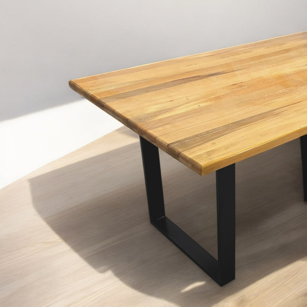 Masa lemn tei, cu picioare masa metal, Selena, 200 L* 95 l* 75.5 H cm - BUZ.RO