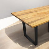 Masa lemn tei, cu picioare masa metal, Selena, 200 L* 95 l* 75.5 H cm - BUZ.RO