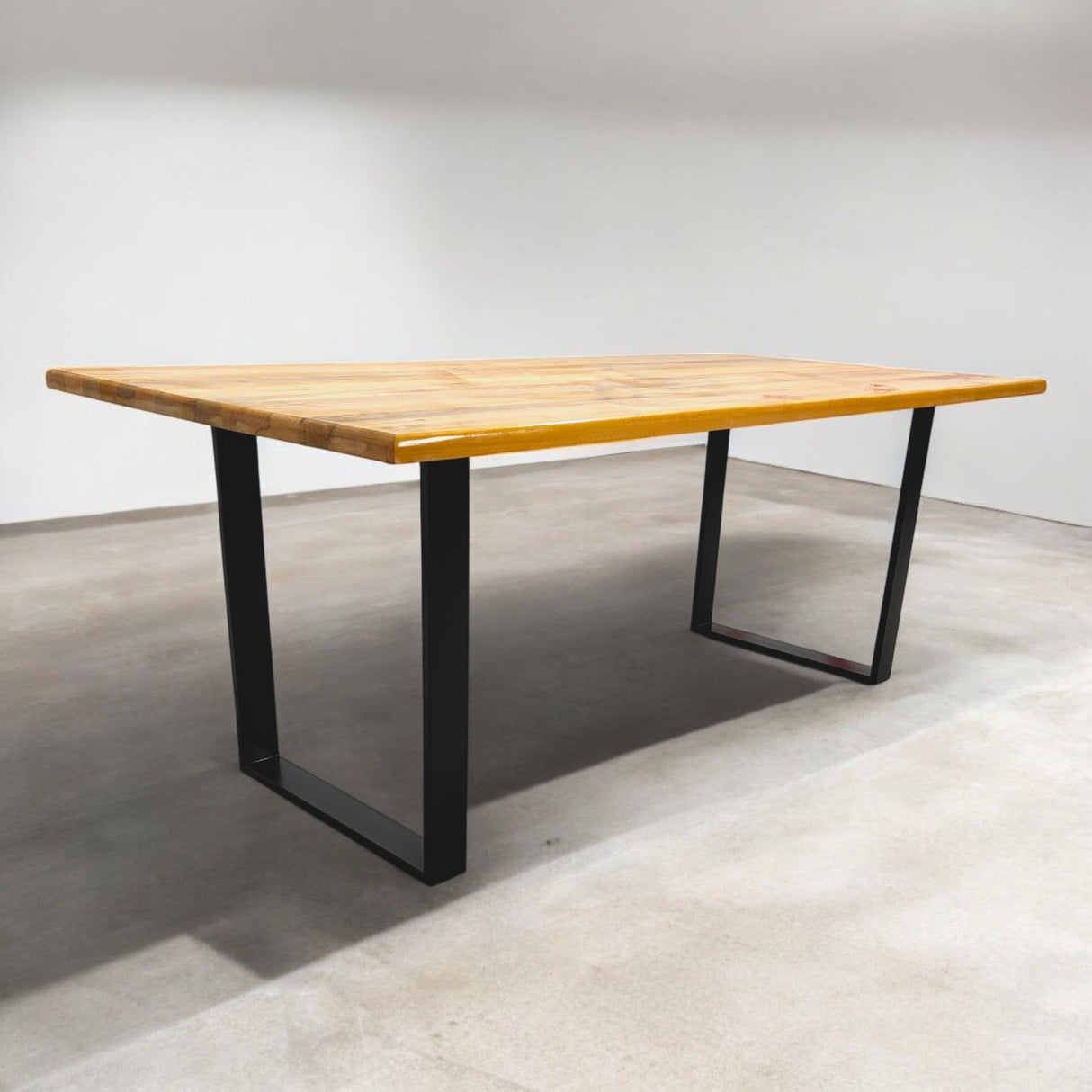 Masa lemn tei, cu picioare masa metal, Selena, 200 L* 95 l* 75.5 H cm - BUZ.RO