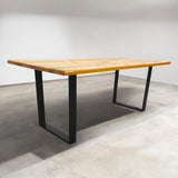 Masa lemn tei, cu picioare masa metal, Selena, 200 L* 95 l* 75.5 H cm - BUZ.RO