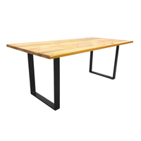 Masa lemn tei, cu picioare masa metal, Selena, 200 L* 95 l* 75.5 H cm
