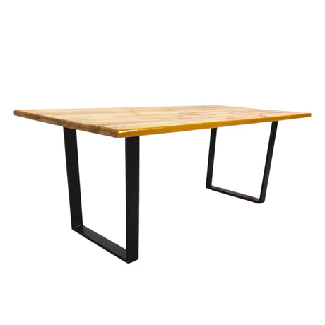 Masa lemn tei, cu picioare masa metal, Selena, 200 L* 95 l* 75.5 H cm - BUZ.RO