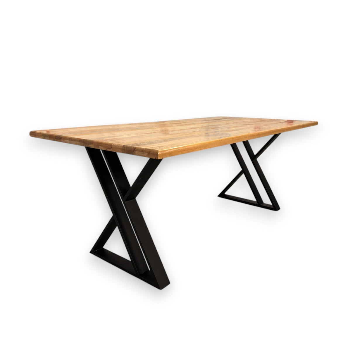 Masa lemn tei, cu picioare masa metal, Violette, 200 L* 95 l* 75.5 h cm - BUZ.RO