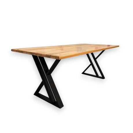 Masa lemn tei, cu picioare masa metal, Violette, 200 L* 95 l* 75.5 h cm - BUZ.RO