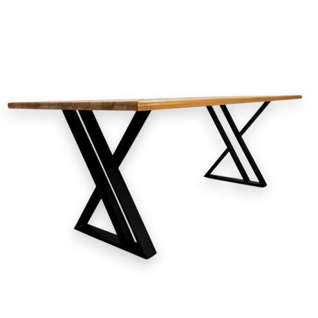 Masa lemn tei, cu picioare masa metal, Violette, 200 L* 95 l* 75.5 h cm - BUZ.RO