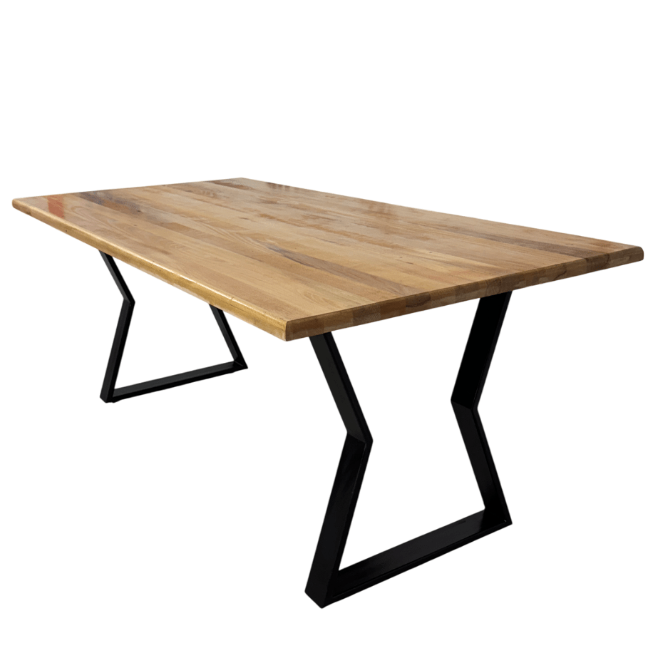 Masa lemn tei, Flora, cu picioare masa metal, 200 L* 95 l* 76.5 H cm - BUZ.RO