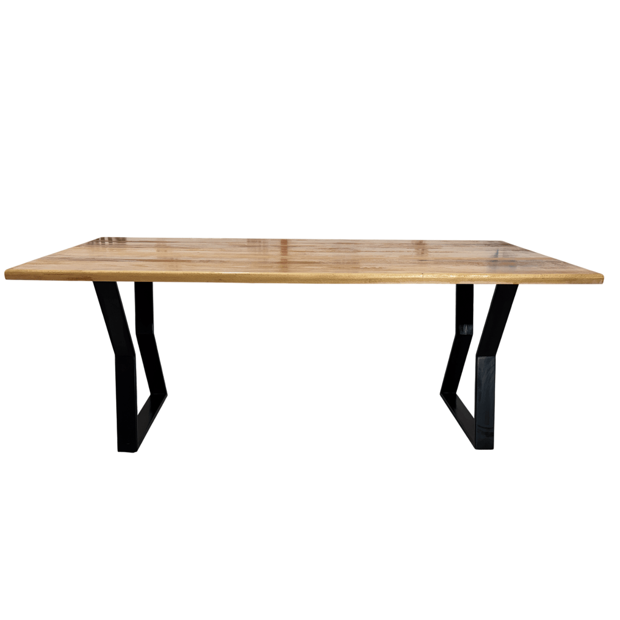 Masa lemn tei, Flora, cu picioare masa metal, 200 L* 95 l* 76.5 H cm - BUZ.RO