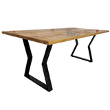 Masa lemn tei, Flora, cu picioare masa metal, 200 L* 95 l* 76.5 H cm - BUZ.RO