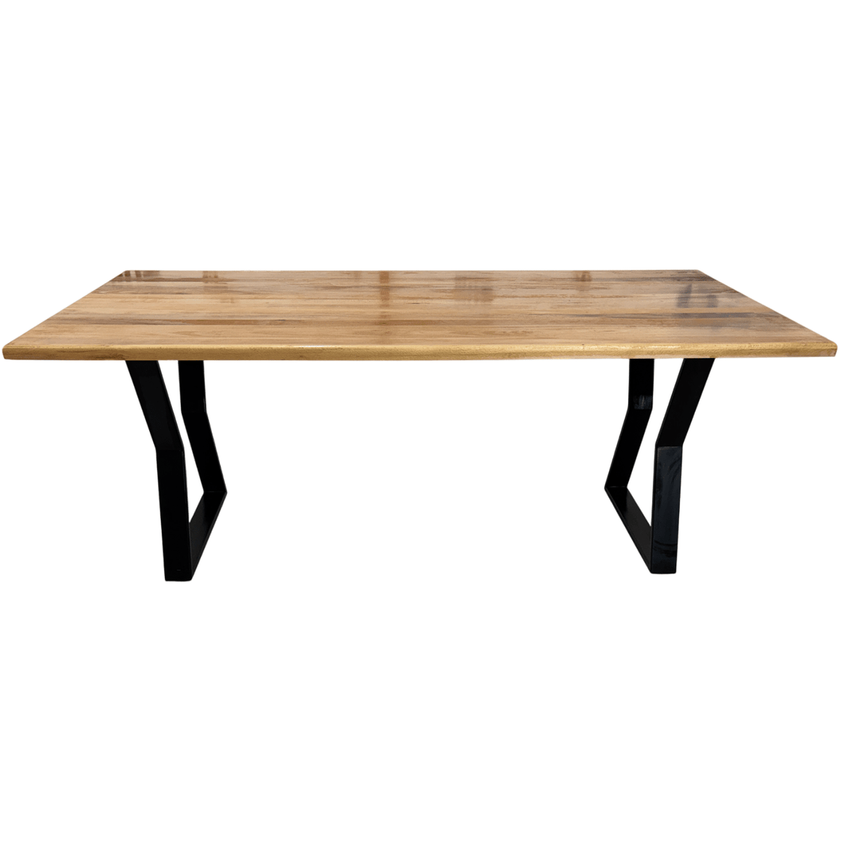 Masa lemn tei, Flora, cu picioare masa metal, 200 L* 95 l* 76.5 H cm - BUZ.RO