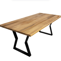 Masa lemn tei, Flora, cu picioare masa metal, 200 L* 95 l* 76.5 H cm