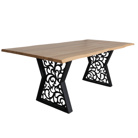 Masa lemn tei Lolita, cu picioare masa metal, 200 L* 95 l* 75.5 H cm - BUZ.RO