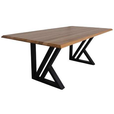 Masa lemn tei Sasha, cu picioare masa metal, 200 L* 95 l* 75.5 H cm - BUZ.RO