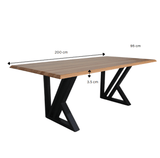 Masa lemn tei Sasha, cu picioare masa metal, 200 L* 95 l* 75.5 H cm - BUZ.RO