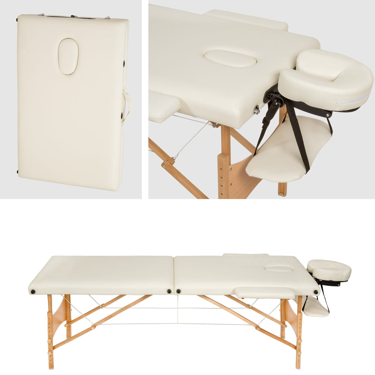Masa, pat pentru masaj, cosmetica, portabila, inaltime reglabila 62 - 89 cm, cu 2 cotiere, maxim 250 kg, piele ecologica - BUZ.RO