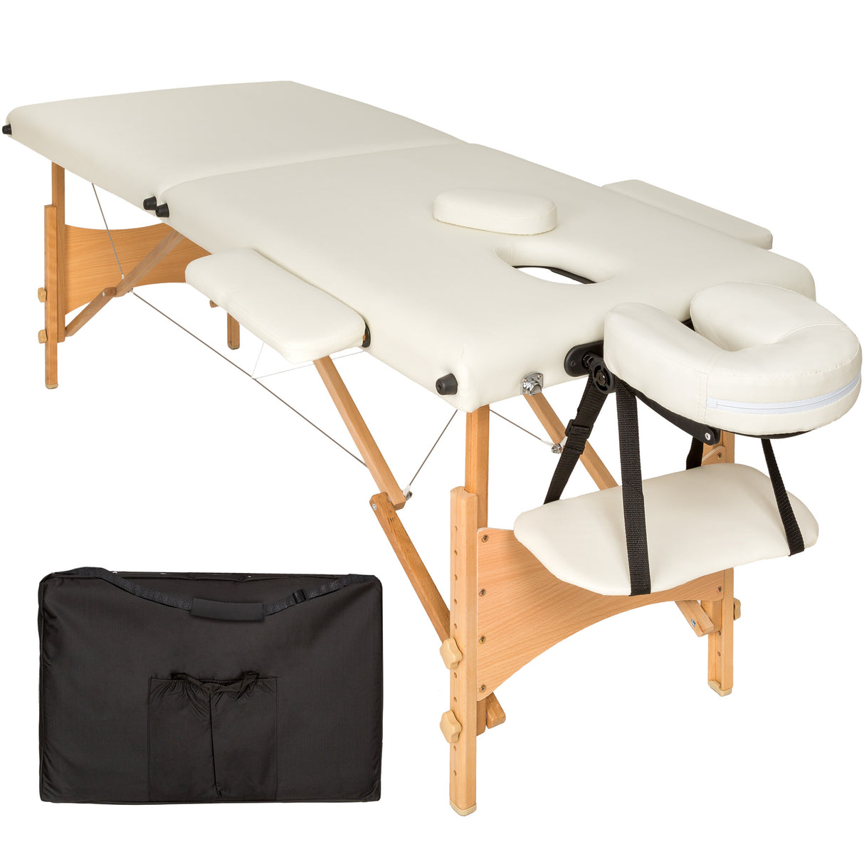 Masa, pat pentru masaj, cosmetica, portabila, inaltime reglabila 62-89 cm, cu 2 cotiere, maxim 250 kg, piele ecologica
