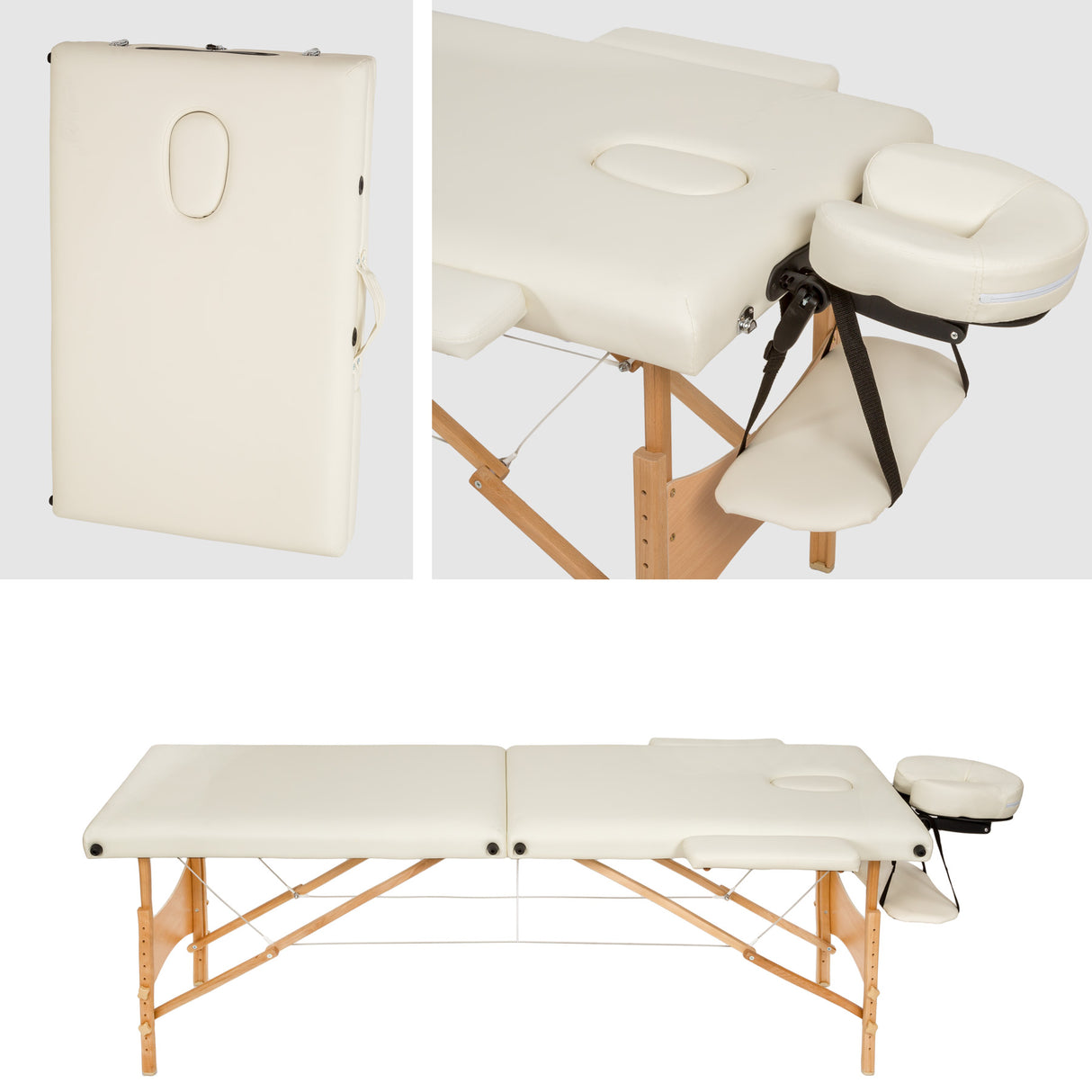 Masa, pat pentru masaj, cosmetica, portabila, inaltime reglabila 62-89 cm, cu 2 cotiere, maxim 250 kg, piele ecologica