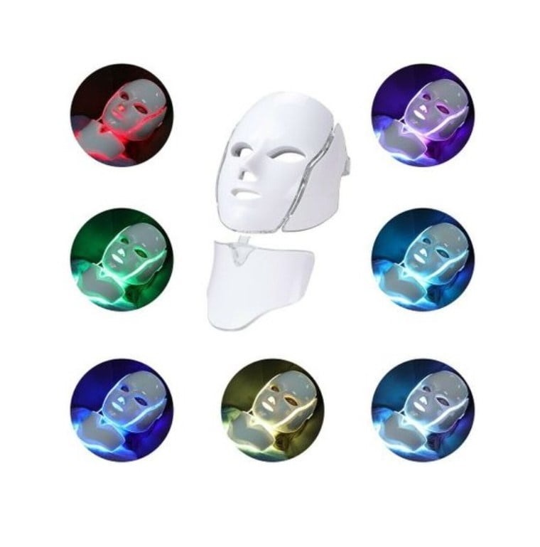 Masca faciala cu LED, tratament afectiuni ten, acnee, pete, riduri, grasime, 7in1