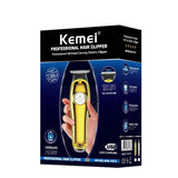 Mașină de Tuns Profesională Kemei – Reîncărcabilă, 3 Capete, Lame Inox, Rezistentă la Apă, din otel, auriu - BUZ.RO