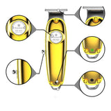 Mașină de Tuns Profesională Kemei – Reîncărcabilă, 3 Capete, Lame Inox, Rezistentă la Apă, din otel, auriu - BUZ.RO