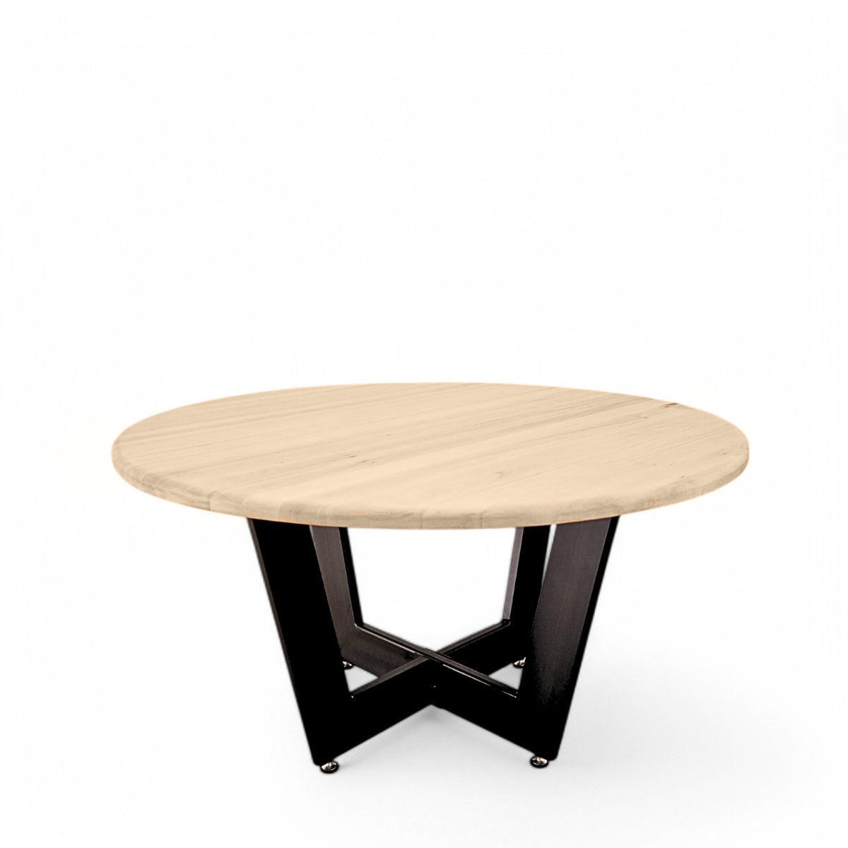 Masuta cafea, cu blat din lemn masiv tei, picior metalic, Artemis, 90x47 cm