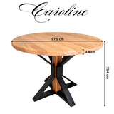 Masuta cafea, masuta living, cu blat lemn tei, picioare masa metal, Caroline, 75.4x97.5 cm