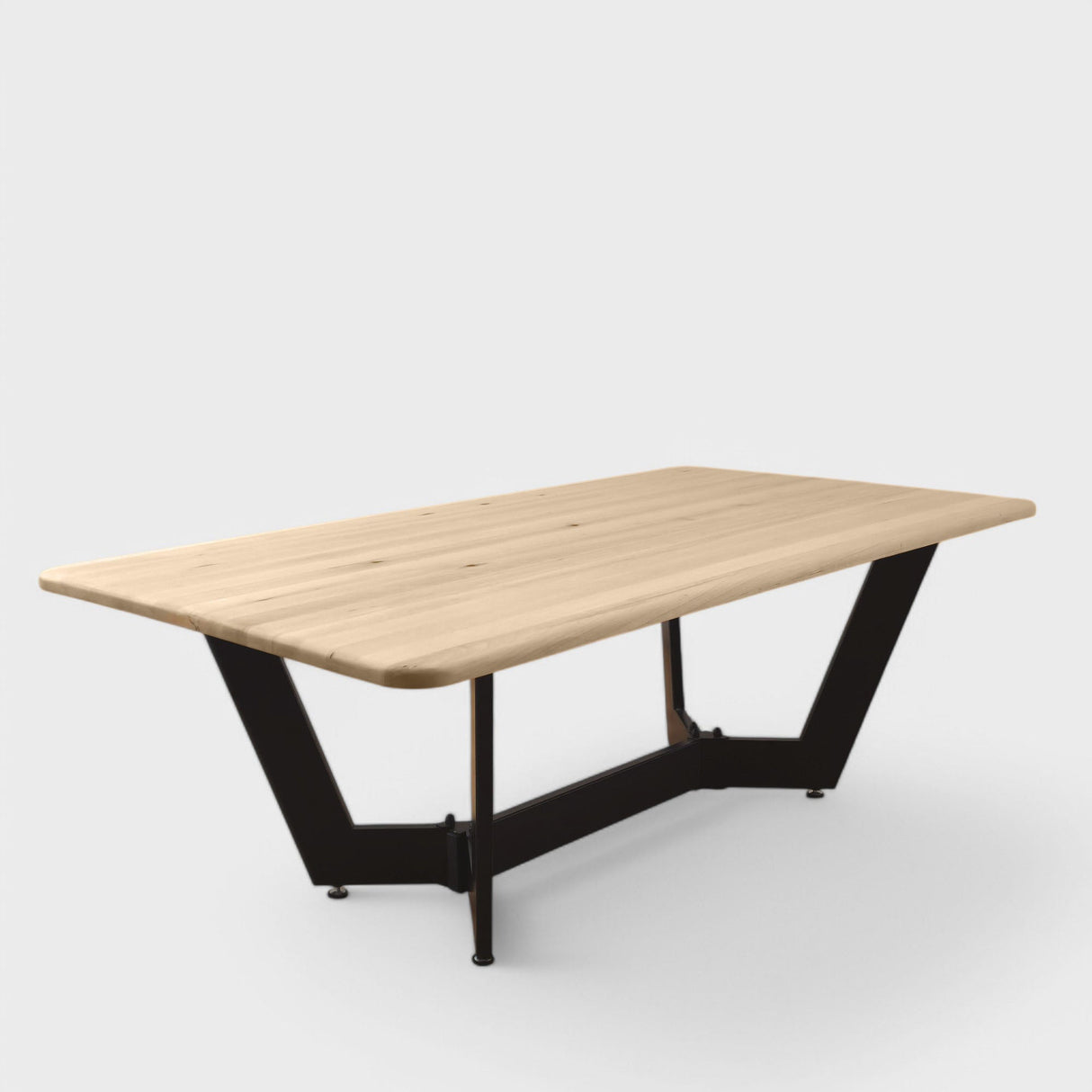 Masuta cafea, cu blat din lemn masiv tei, picior metalic, Hera, 135x72x47 cm - BUZ.RO