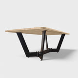 Masuta cafea, cu blat din lemn masiv tei, picior metalic, Hera, 135x72x47 cm - BUZ.RO