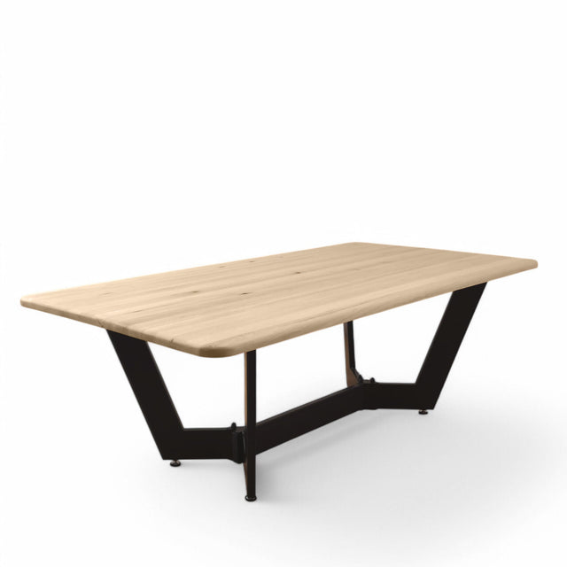 Masuta cafea, cu blat din lemn masiv tei, picior metalic, Hera, 135x72x47 cm - BUZ.RO