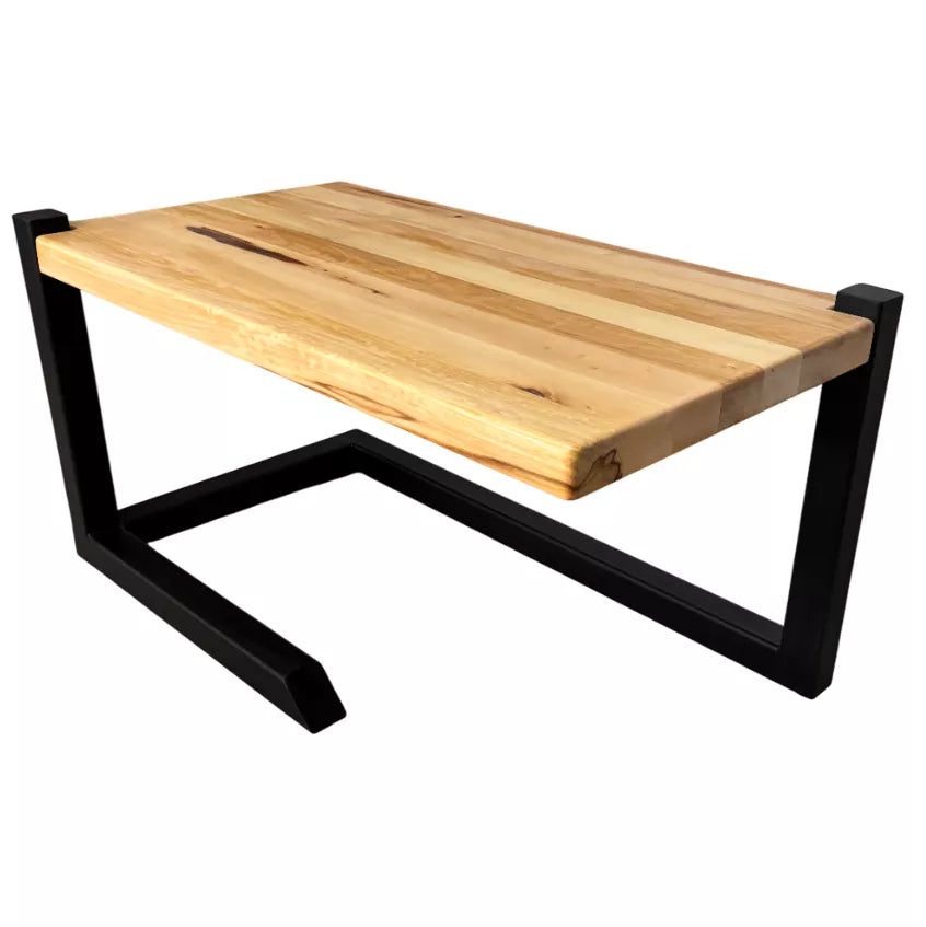 Masuta cafea, masa lemn masiv, picior metalic, multifunctionala, pentru living, modern, Apo, 90x50x48 cm