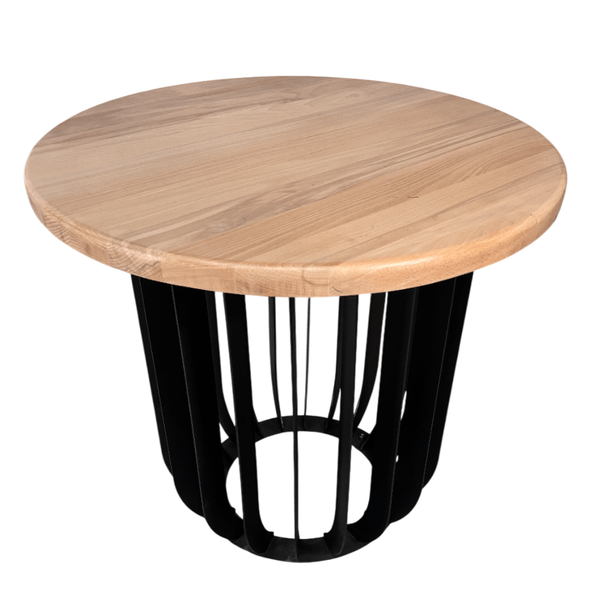 Masuta cafea, masuta living, cu blat lemn masiv tei, picioare masa metal, Camelia, 50X39 cm - BUZ.RO