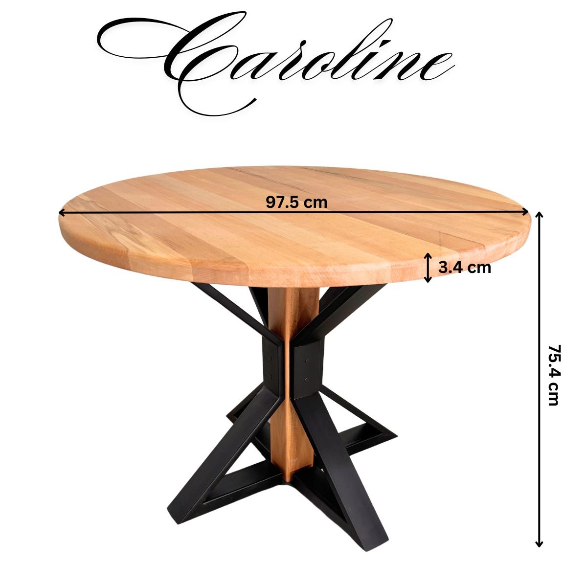 Masuta cafea, masuta living, cu blat lemn tei, picioare masa metal, Caroline, 75.4x97.5 cm - BUZ.RO