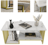 Masuta cafea, masuta living, marmura artificiala, aspect minimalist, modern, 120x60x42 cm - BUZ.RO