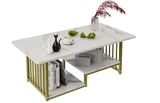 Masuta cafea, masuta living, marmura artificiala, aspect minimalist, modern, 120x60x42 cm - BUZ.RO
